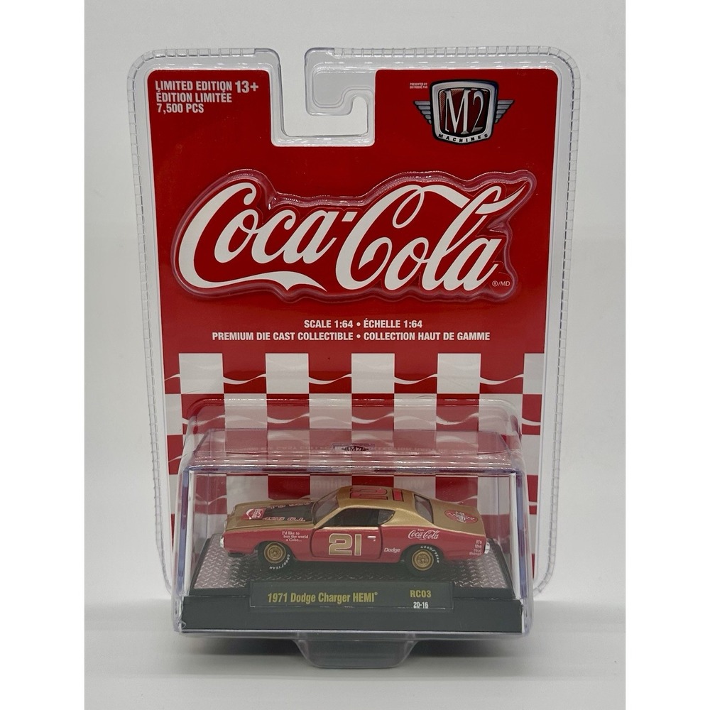 M2 Machines Coca-Cola 1971 Dodge Charger HEMI R/T #21 Red Gold 1:64 NEW